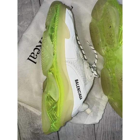 Balenciaga Triple S Womens Sneakers Size 40 EU / 10 US Neon Green Clear Sole - Picture 10 of 14